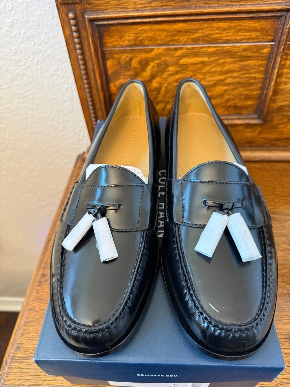 Cole Haan Black Leather Tassel Loafers